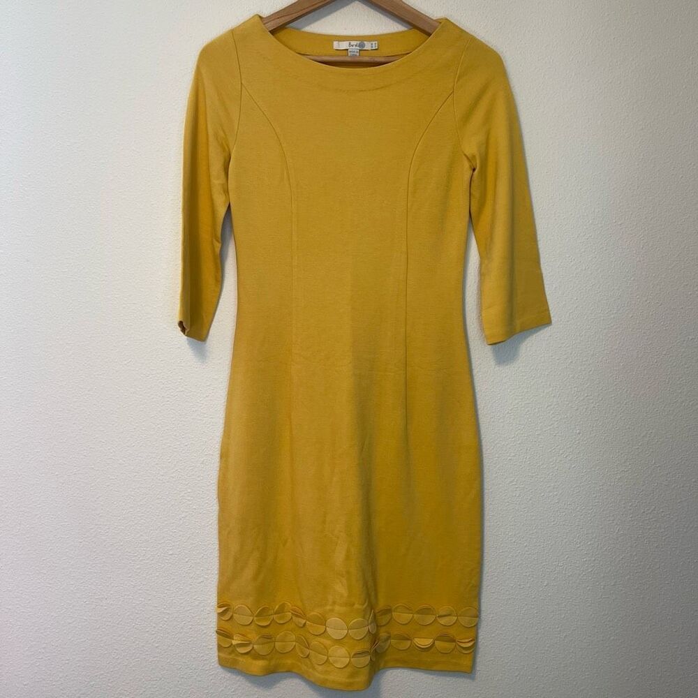 Boden Ponte Knit 3/4 Sleeve Yellow Dress Size 4L
